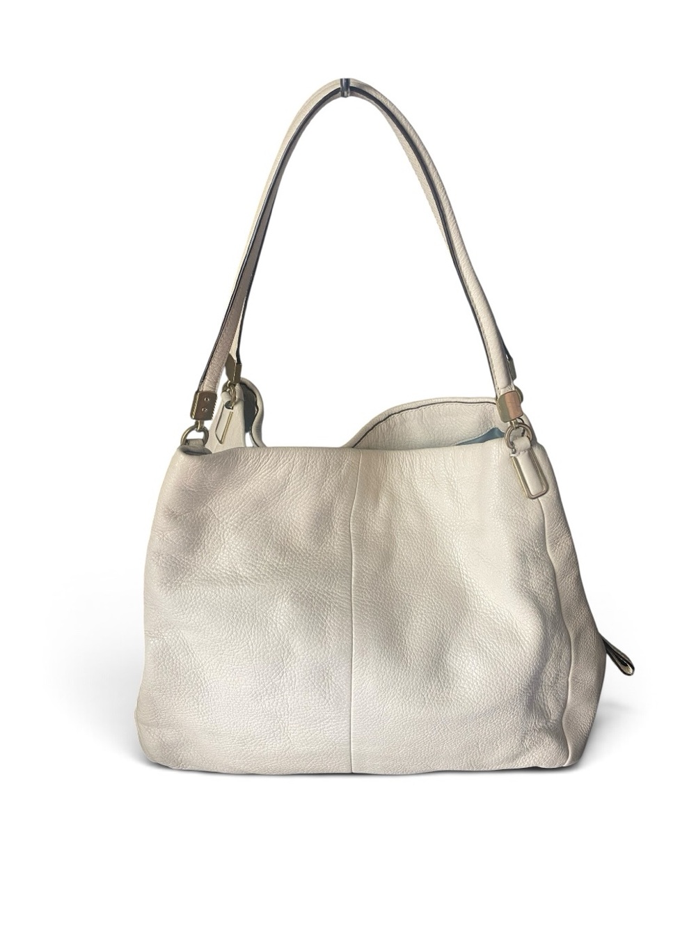 Coach Cream Pebbled Leather Shoulder Bag